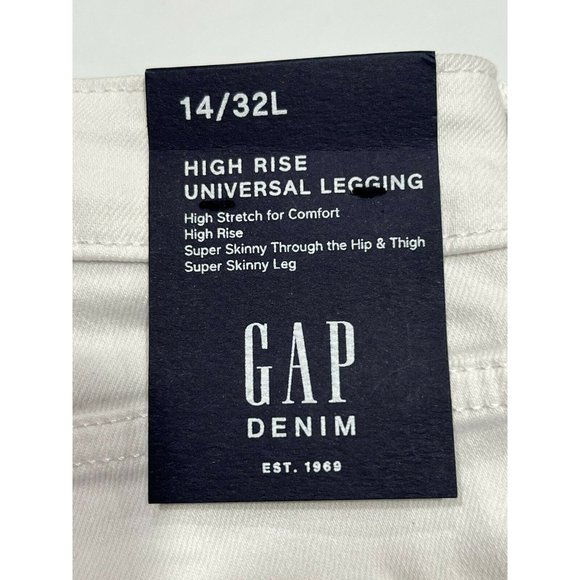 NWT GAP High Rise Universal Legging 14/32L White Ripped #683725 - Picture 3 of 6